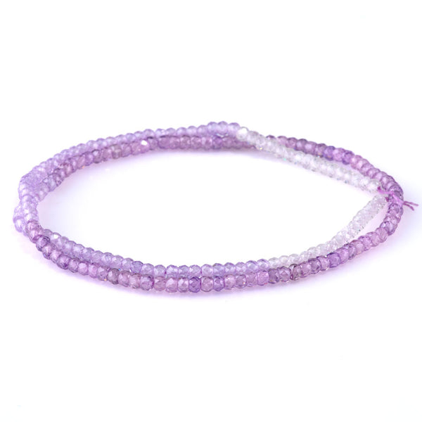 Cubic Zirconia (CZ) 2x3mm Faceted Rondelle Lavender Banded - 15-16 Inch