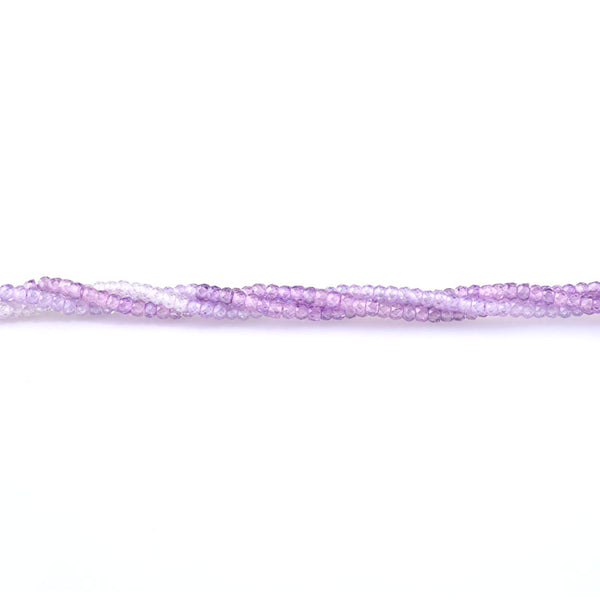Cubic Zirconia (CZ) 2x3mm Faceted Rondelle Lavender Banded - 15-16 Inch