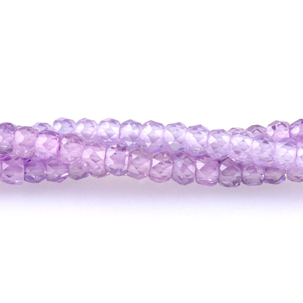 Cubic Zirconia (CZ) 2x3mm Faceted Rondelle Lavender Banded - 15-16 Inch