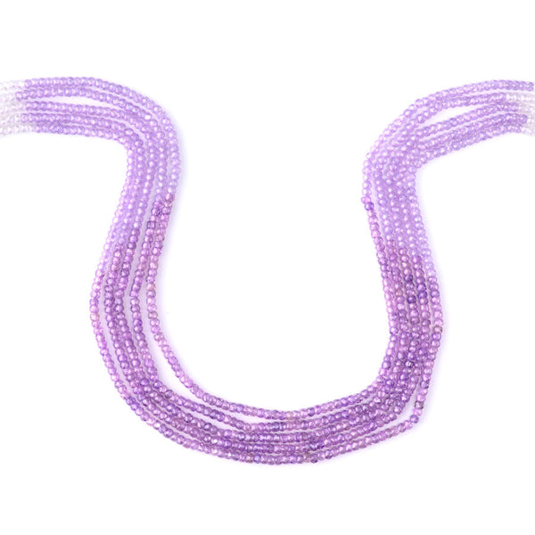 Cubic Zirconia (CZ) 2x3mm Faceted Rondelle Lavender Banded - 15-16 Inch