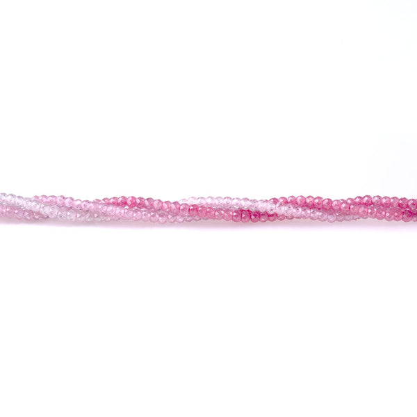 Cubic Zirconia (CZ) 2x3mm Faceted Rondelle Pink Banded - 15-16 Inch