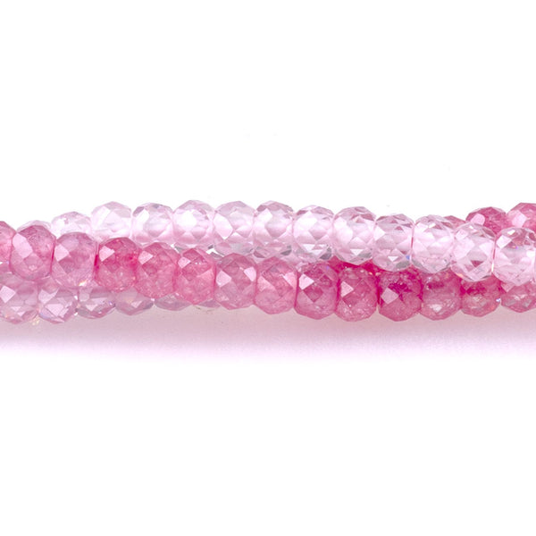 Cubic Zirconia (CZ) 2x3mm Faceted Rondelle Pink Banded - 15-16 Inch