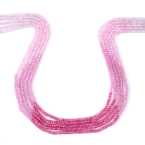 Cubic Zirconia (CZ) 2x3mm Faceted Rondelle Pink Banded - 15-16 Inch