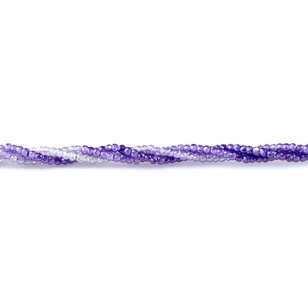 Cubic Zirconia (CZ) 2x3mm Faceted Rondelle Purple Banded - 15-16 Inch