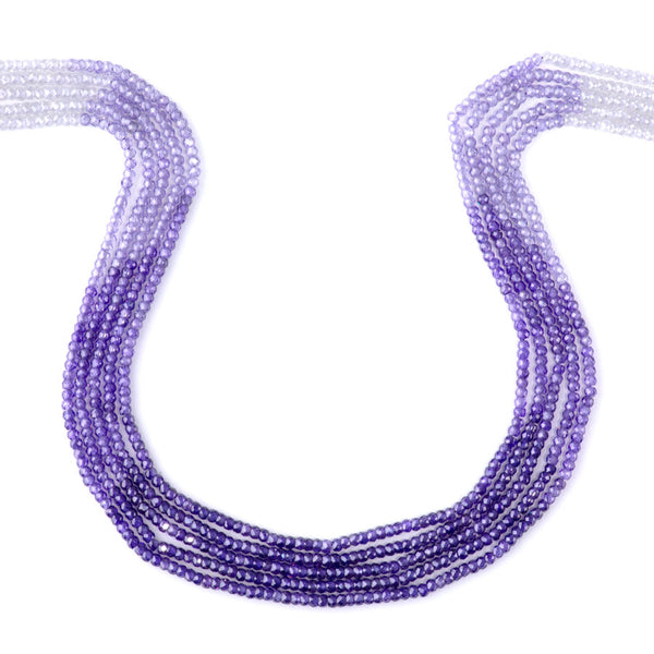 Cubic Zirconia (CZ) 2x3mm Faceted Rondelle Purple Banded - 15-16 Inch