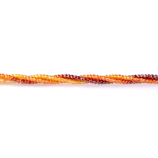 Cubic Zirconia (CZ) 2x3mm Faceted Rondelle Red & Orange Banded - 15-16 Inch