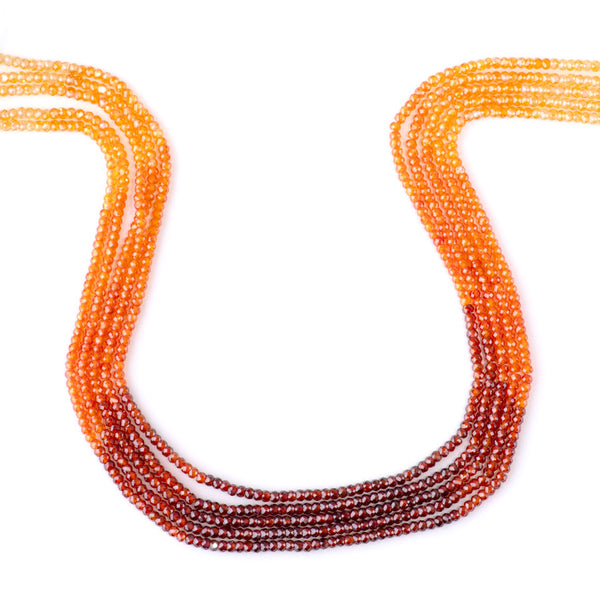Cubic Zirconia (CZ) 2x3mm Faceted Rondelle Red & Orange Banded - 15-16 Inch