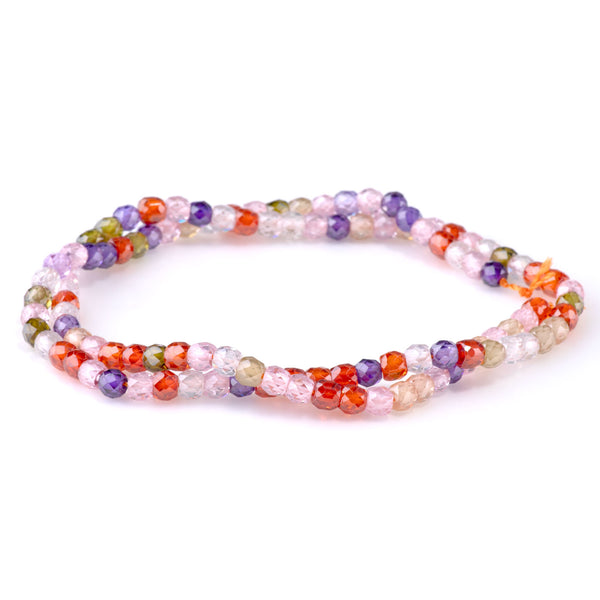 Cubic Zirconia (CZ) Multi 3x4mm Rondelle Faceted - 15-16 Inch