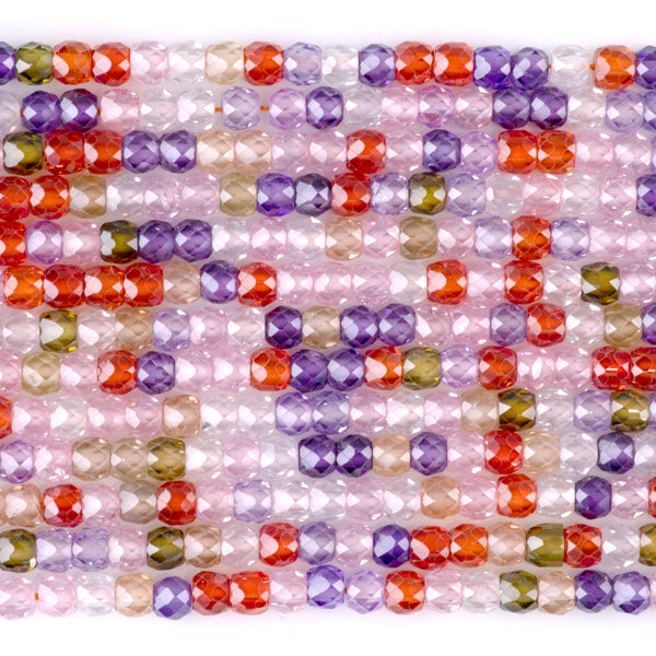 Cubic Zirconia (CZ) Multi 3x4mm Rondelle Faceted - 15-16 Inch