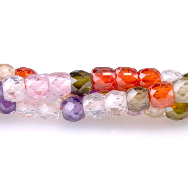 Cubic Zirconia (CZ) Multi 3x4mm Rondelle Faceted - 15-16 Inch